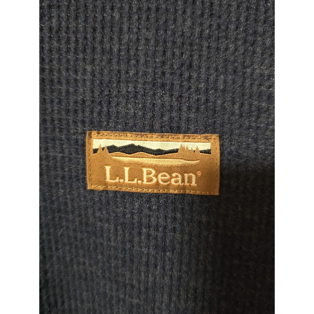 L.L. Bean Katahdin Iron Works Bonded Sweatshirt Mens M Navy Waffle Fleece Hooded - Picture 3 of 9